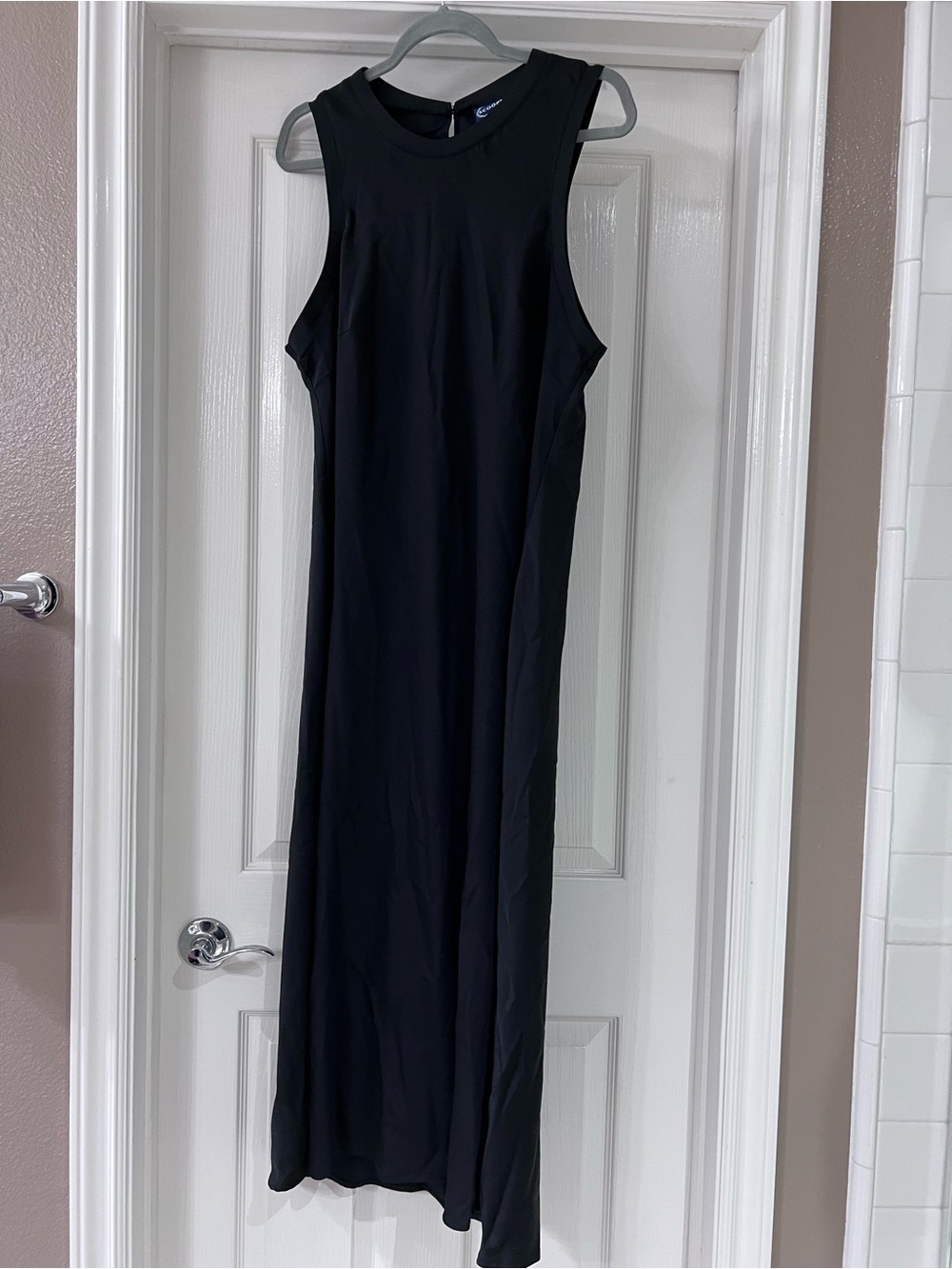 Classic Black Satin Sleeveless Midi Dress